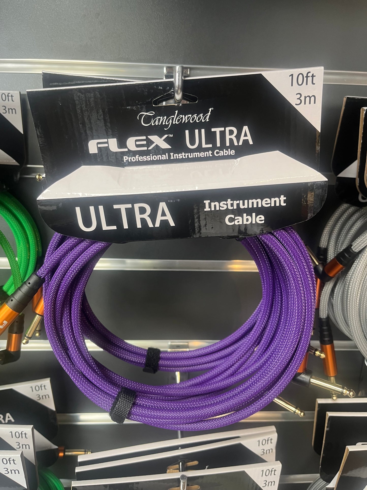 Flex Ultra Polybraided Instrument Cable - 3M - angled plug - Blackberry colour